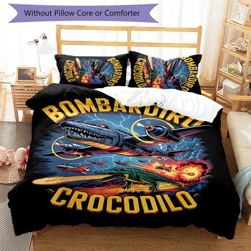 3pcs Italian Brainrot characters8 pattern bedding set duvet cover set includes duvet cover &pillowcases, perfect all season bedroom decoration & gift