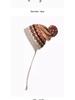 Women's Fair Isle Lace-Up Ear Protection Beanie: Thick, Warm Knitted Pompom Hat for Autumn & Winter
