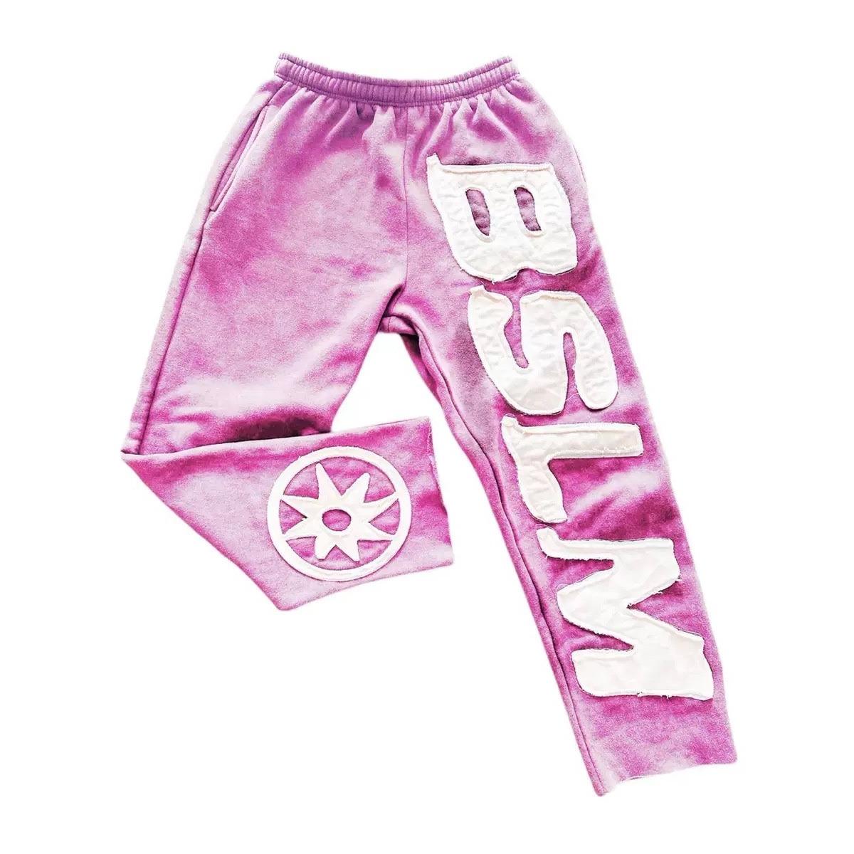 FlowStreet Men Women Autumn Winter Pants New Hoodie Personalized Street Style Harajuku High Street Hip-hop Letter Embroidery Fashion Casual XS розовый