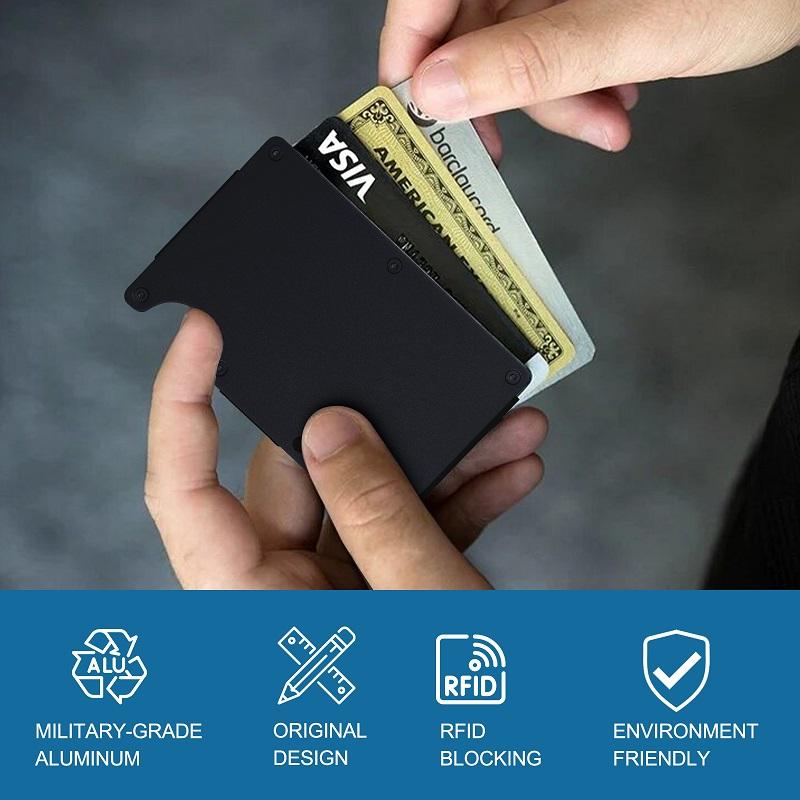 Brieftasche – Kreditkartenetui mit Blockierung der Vordertasche – Metall-Geldbörse mit Geldscheinklammer