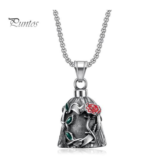 

Колокольчик на удачу для верховой езды, байкерский колокольчик-хранитель, титановый стальной колокольчик с выгравированными розовыми лозами, подвесной колокольчик для брелока для автомобиля, рюкзака A