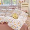 Pastoral Category A Mother and Baby Double-layer Yarn Cotton Four-piece Set Pure Cotton Long-staple Cotton and Linen Printed Quilt Cover Sheets