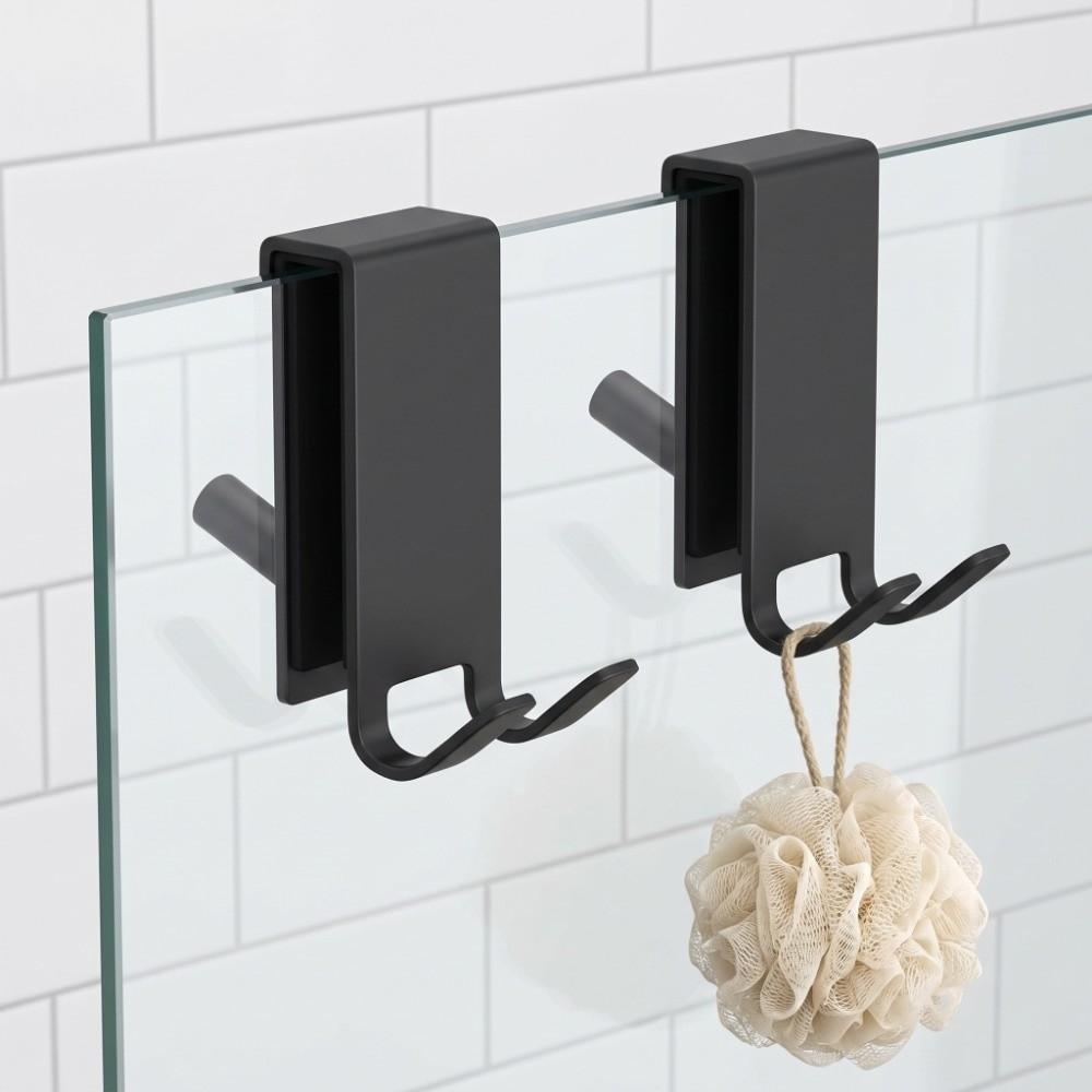 Stainless Steel Shower Door Hook Double Sided Heavy Duty Door Mount Hook Sturdy Rustproof Bathroom Organizer Hook