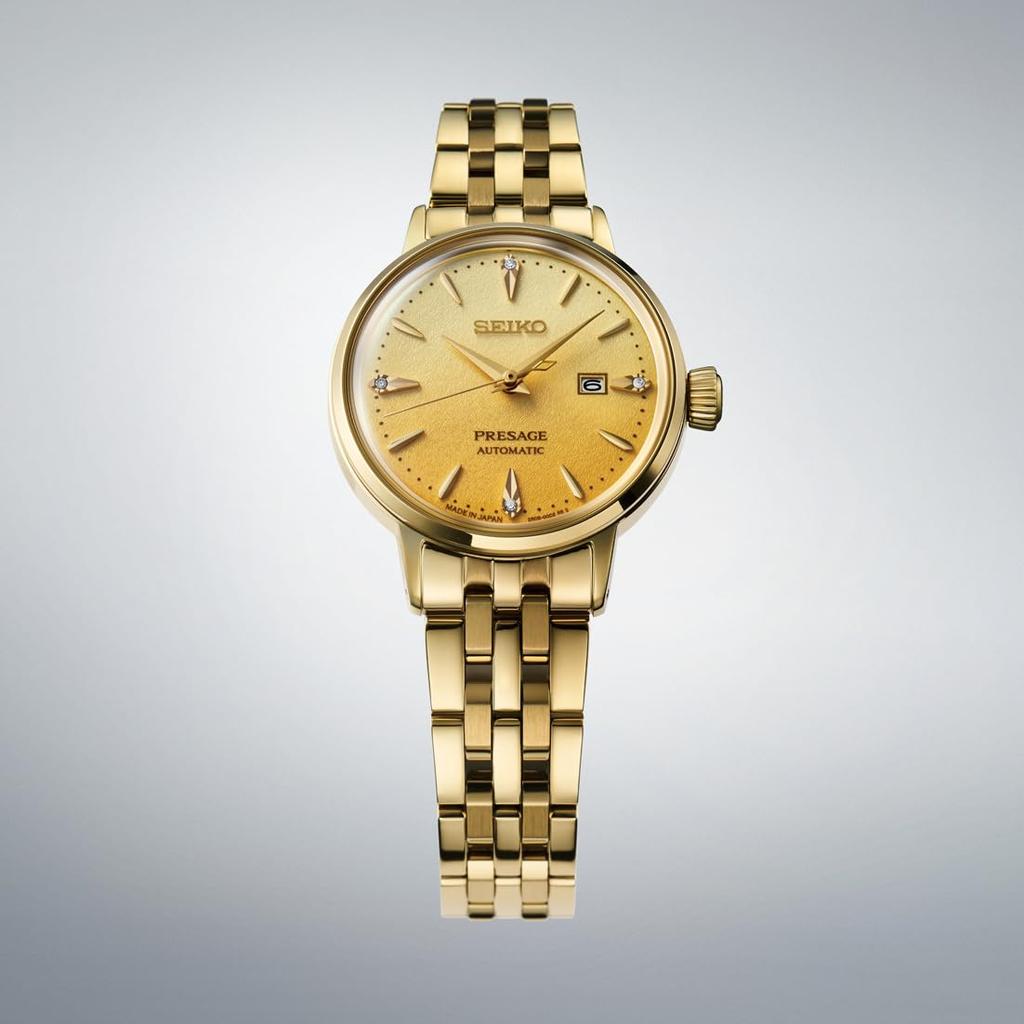 Seiko Presage Cocktail Time 30mm Yellow SRRW006 Women's Watch, Gold,