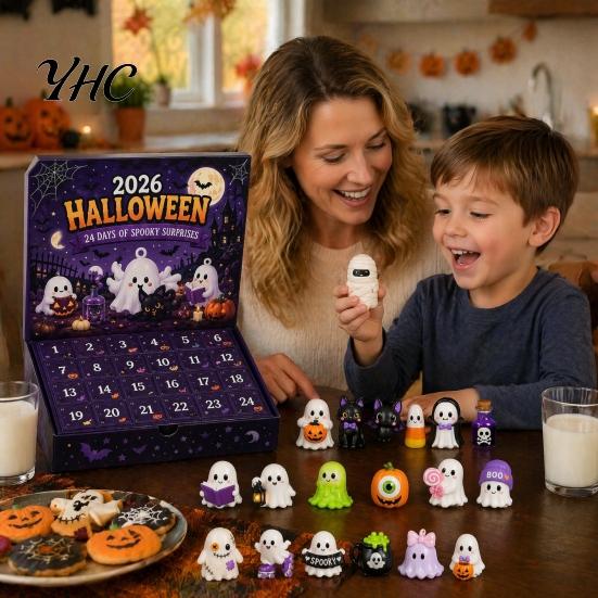 Einzigartige Halloween-Partyartikel Adventskalender 2026, 24-Tage Geister-Countdown mit Themen-Geschenk für Erwachsene Sammlerfiguren, Geschenke Kinder Jungen