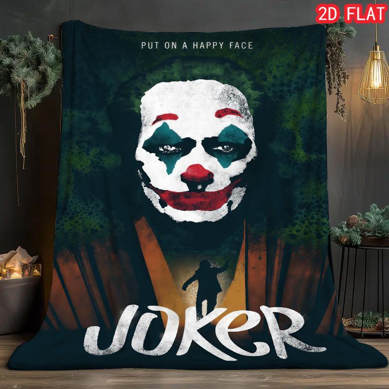 Dark Joker Theme Fleece Blanket Soft Warm Durable Blanket for Living Room Bedroom Sofa Stylish Home Decor for Movie Fans