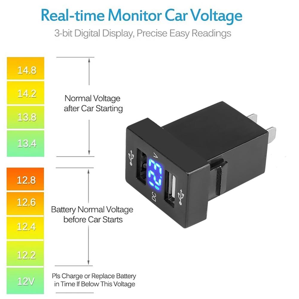 Doppel-USB-Autosteckdosen-Ladegerät für Toyota 12-24V Zigarettenanzünderbuchse Autoladegerät Auto-Netzteil für Mobiltelefon