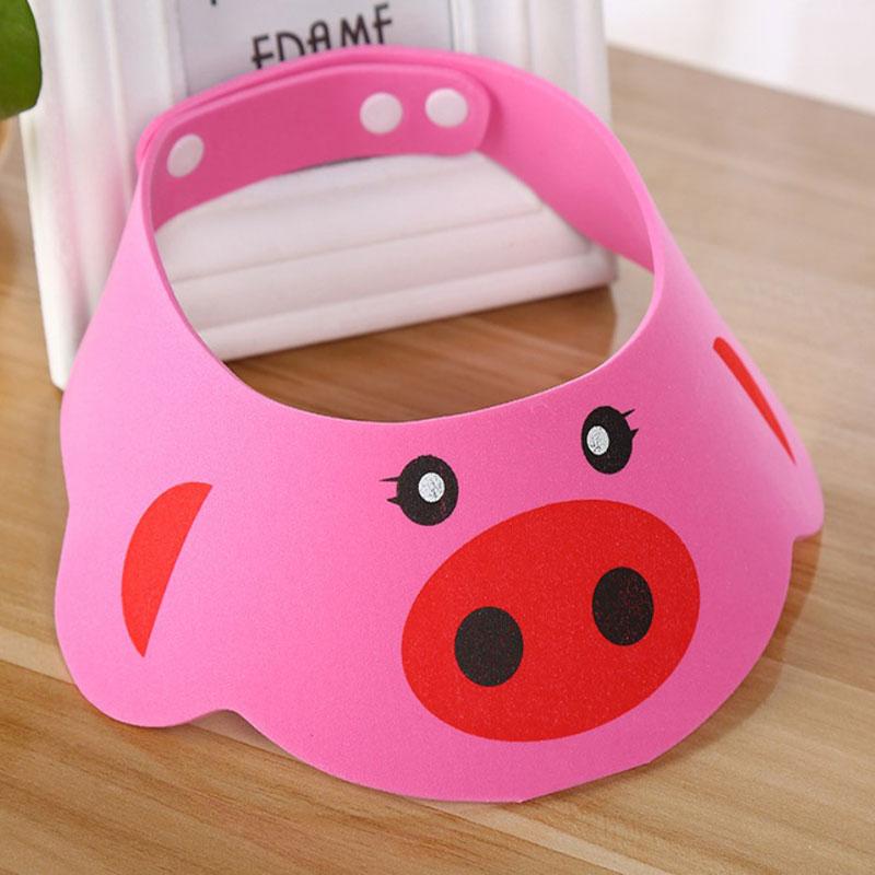 Adjustable Baby Shower Hat Toddler Kids Shampoo Bathing Shower Cap Wash Pink pig