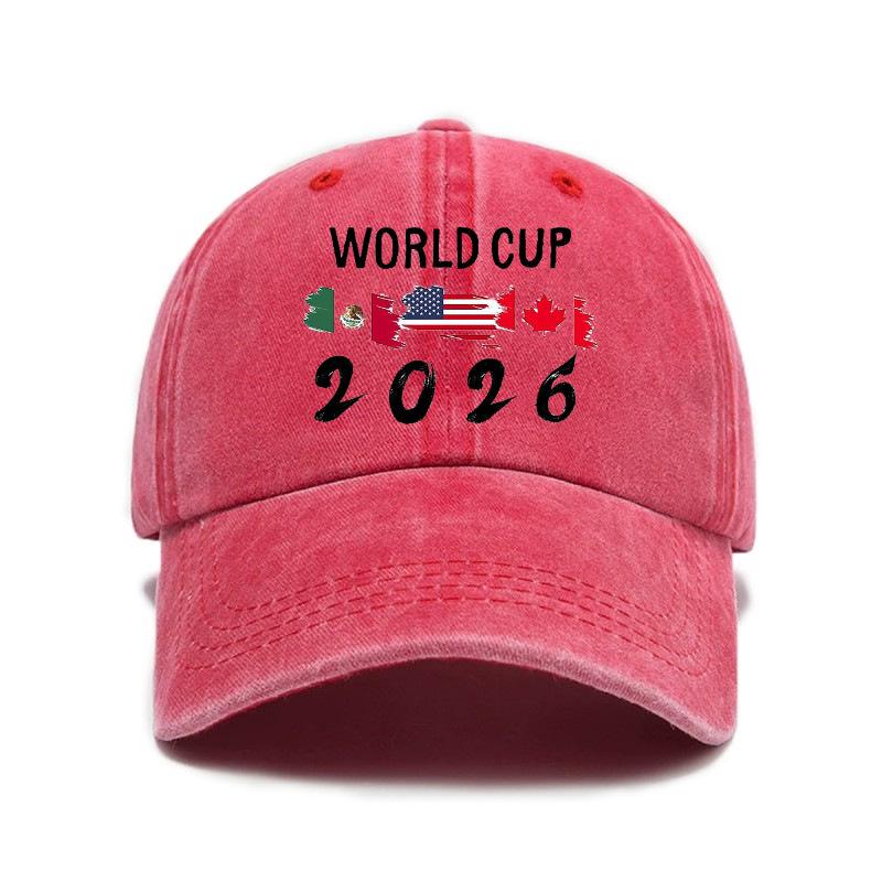 Retro kšiltovka s měkkým okrajem a opotřebovaným vzhledem Mistrovství světa 2026