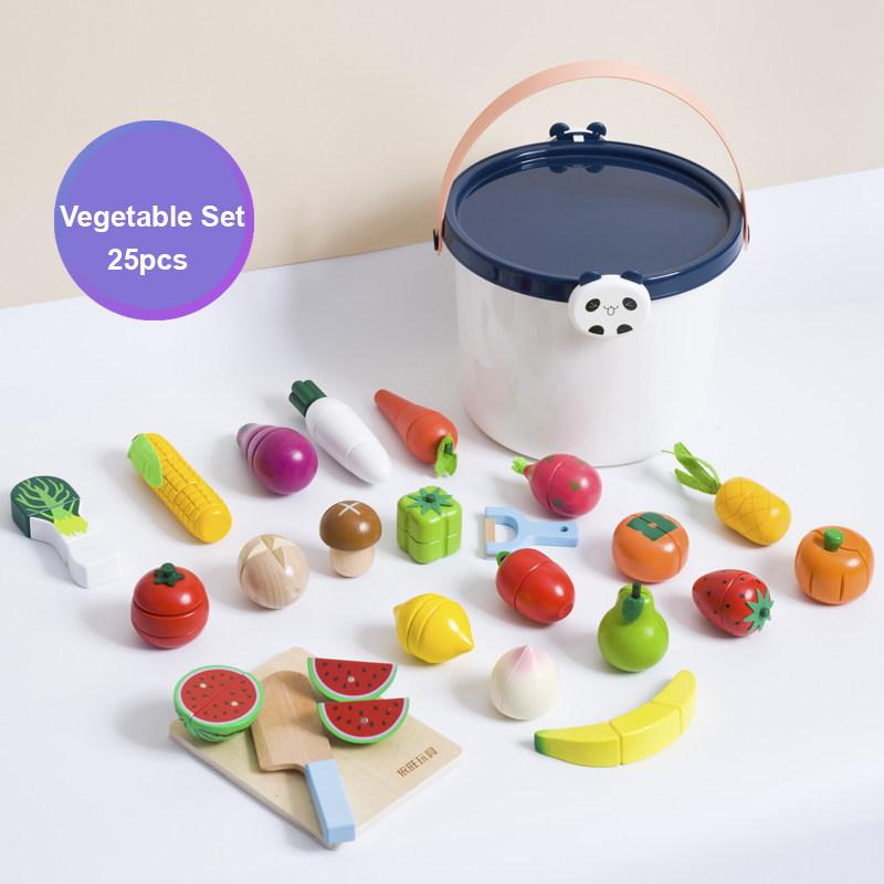 Wooden Pretend Play Children Toys Fruit Vegetable Cutting Set for Girl Kitchen Food Play Imitation Game Montessori Education Toy