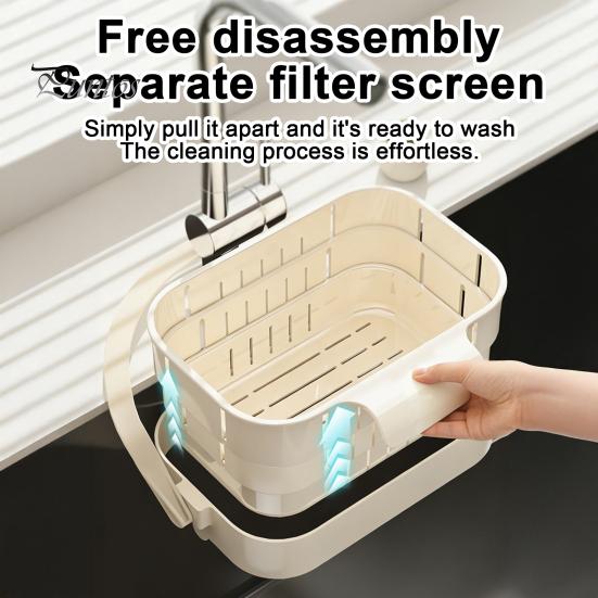 Collapsible Sink Waste Catcher Hanging Drain Basket, Foldable Stretchable Kitchen Colander, Space Saving Food Compact Storage Basket Strainer,