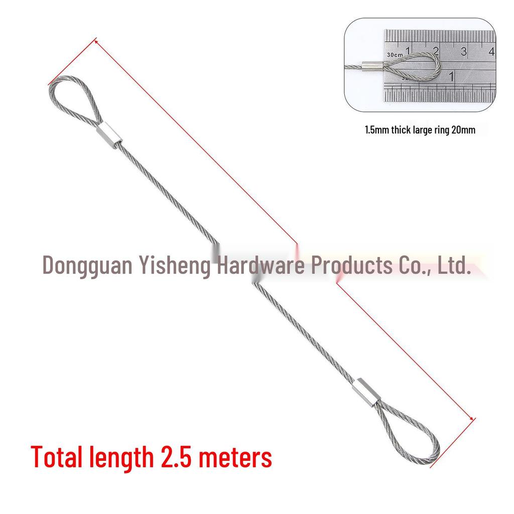 304 Stainless Steel Wire Rope Slings with Double Buckle Crimping Head for Rigging and Lifting.