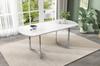 Extendable Dining Table 140/180 x 80 cm, Modern Style, High-Strength Alloy Bracket, Suitable for 4-6 People, White + Silver-Plated Table Legs