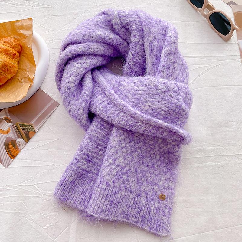 Knitted scarf with wool thread for women's autumn and winter gray thickened long male student couple scarf shawl