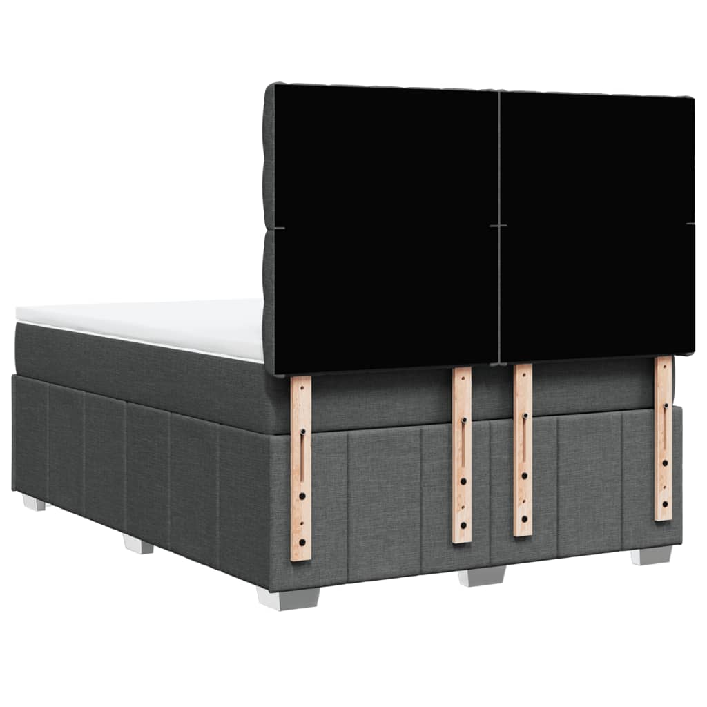 Box Spring Bed with Mattress Dark Gray 140 X 190 Cm Fabric