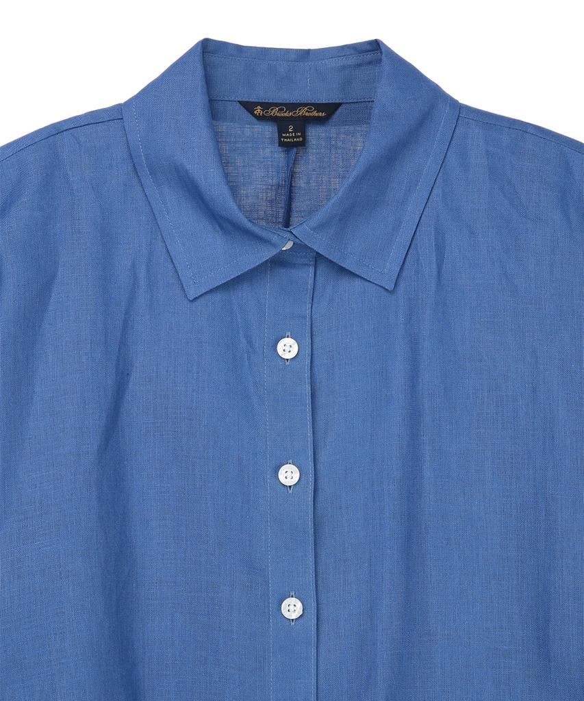 BROOKS BROTHERS Linen Belted Shirt Dress (Navy) (Bbdzwm7130Qes)
