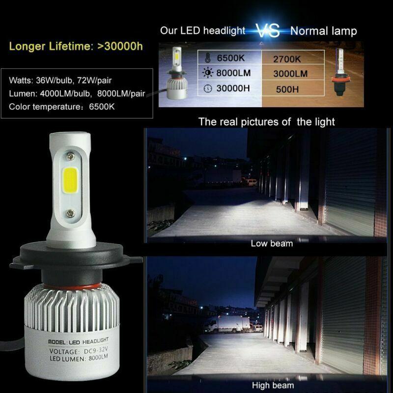 2Pcs 160W 6000K Car H4 LED HB2 Hi/Lo Beam Driving Fog Light Headlight Waterproof