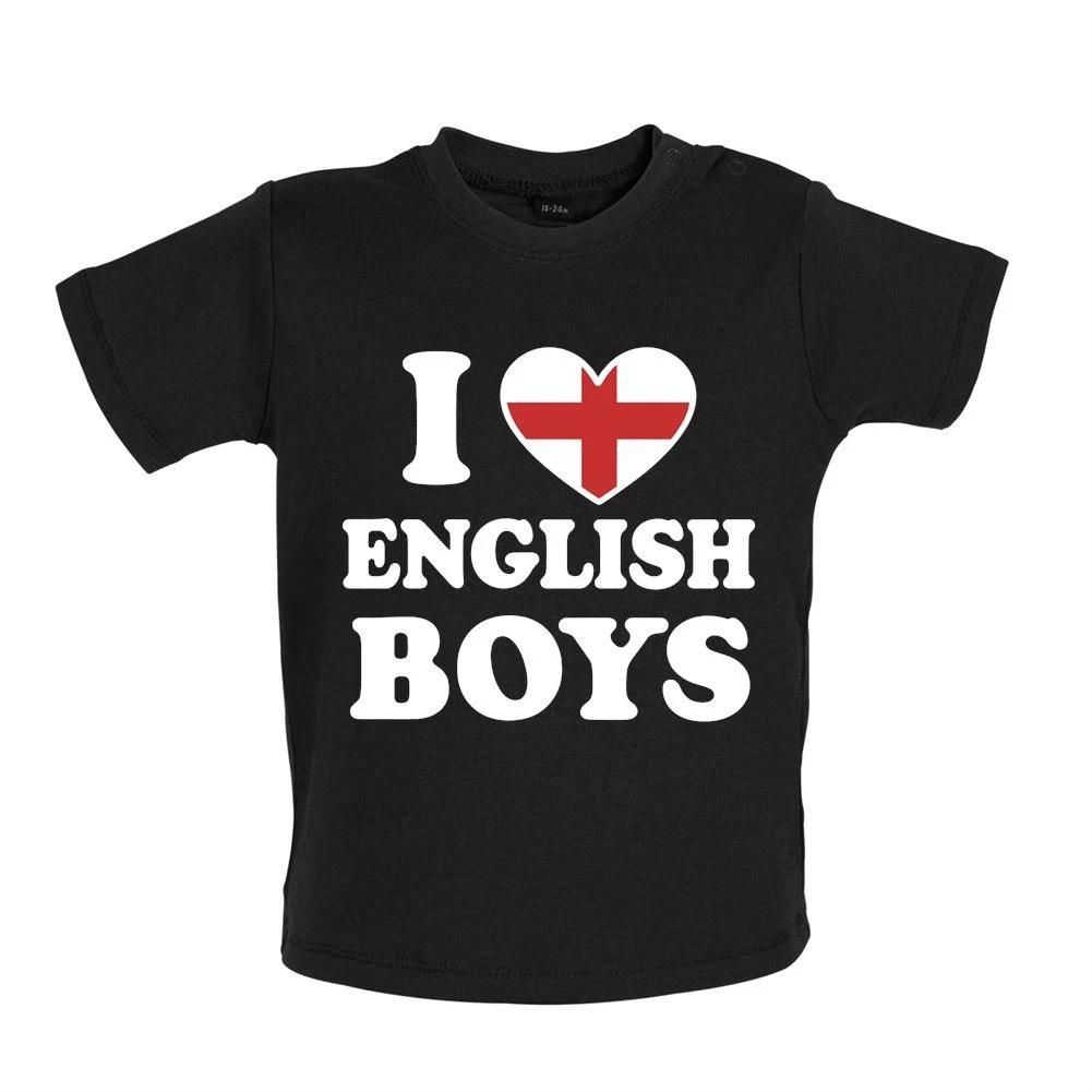 I Love English Boys - Baby Kids Boys Girls Unisex T-Shirt / Babygrow - Funny British Britain Heart 120