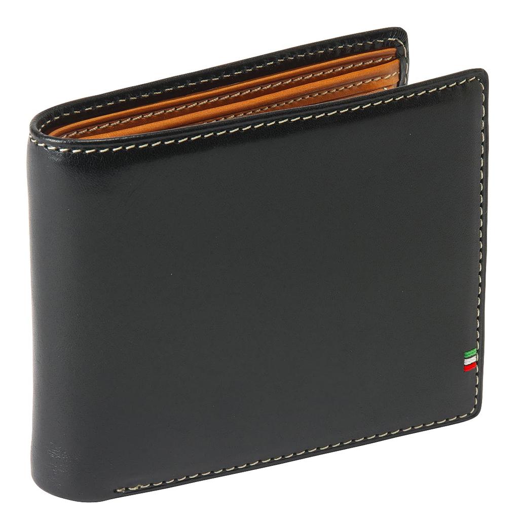 Golbe Italian Leather Smart Bifold Wallet Men's (Black)