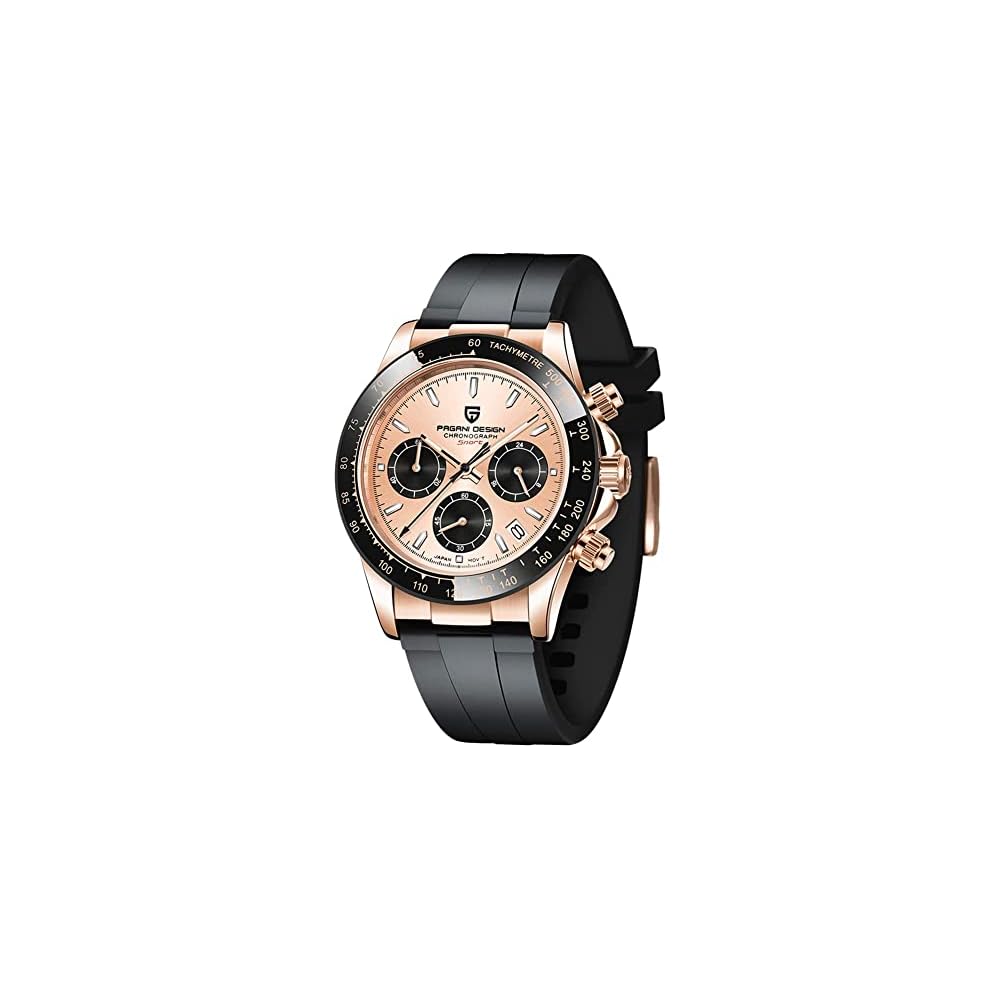 Pagani Design Men s Watch PD-1664 Japanese Seiko Quartz Movement Chronograph Waterproof Stainless Steel Rose Gold