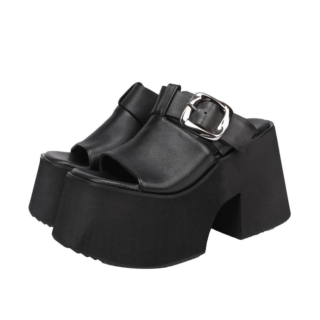 Zapatillas de Verano de Plataforma de Piel de Vacuno de Alta Gama para Mujer