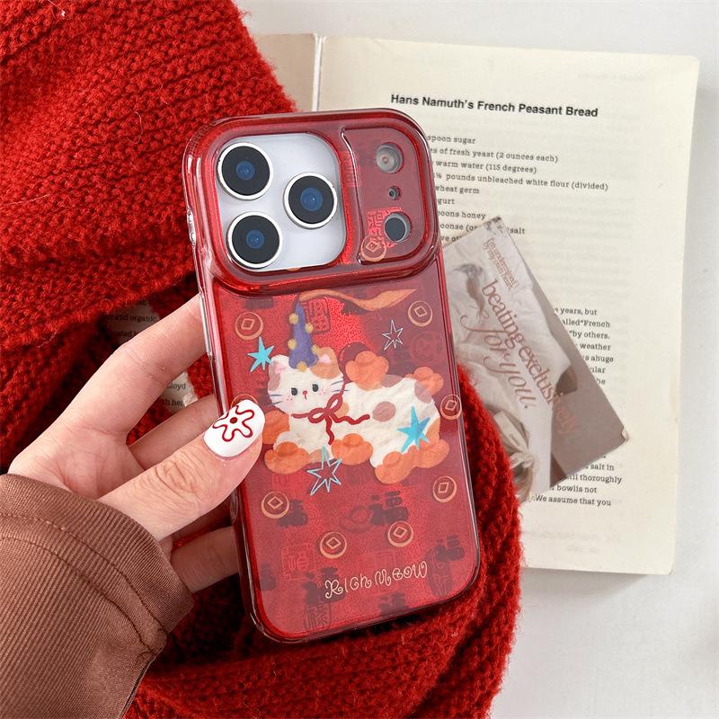 

Chinese Red Gold Ingot Cat Case for iPhone 17/16 Pro Max/15/14 iPhone 17 Pro