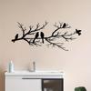 Rustic Metal Bird Wall Art, Black Silhouette Leaves & Birds, Outdoor Hanging Sculpture for Garden Balcony