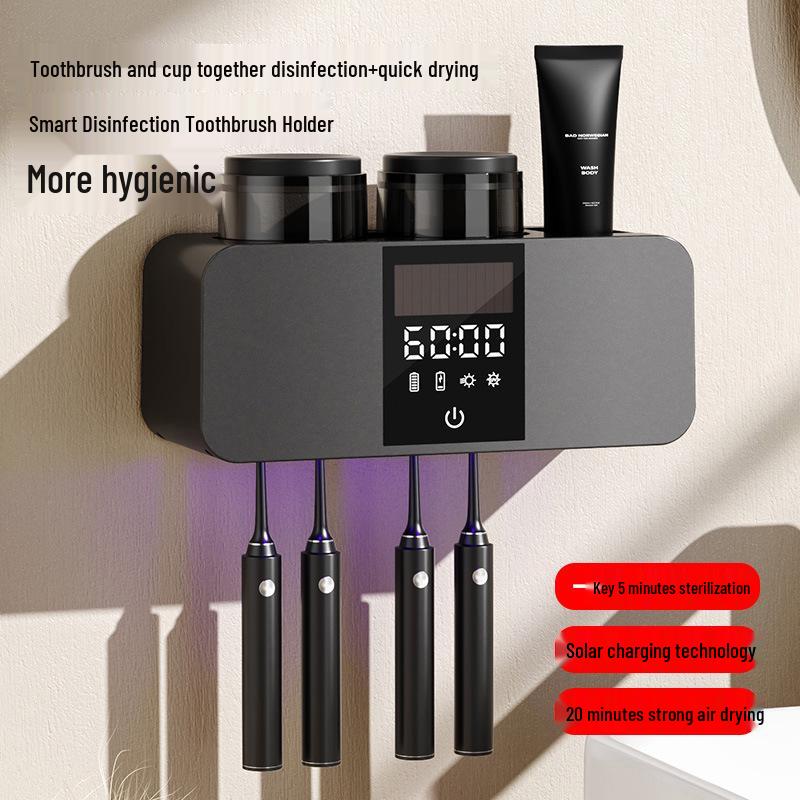 Smart Wall-Mounted Toothbrush Holder & UV Sterilizer with LCD Drying Feature
