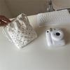 Quilted Cotton Camera Storage Bag Anti-fall Anti-scratch Drawstring Wallet Shockproof Bow Sanitary Napkin Storage Bag for Travel