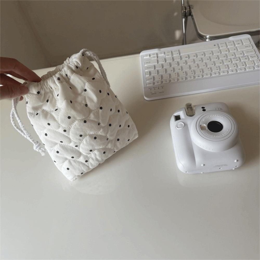 Anti-fall Drawstring Wallet Quilted Cotton Sanitary Napkin Storage Bag for Travel
