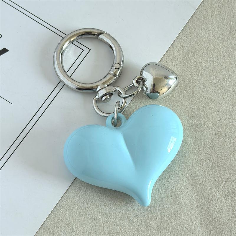 Black Transparent Puffy Heart Charms Keychain Grunge Fashion Bag Backpacks Hanging Ornament Car Key Chain for Women