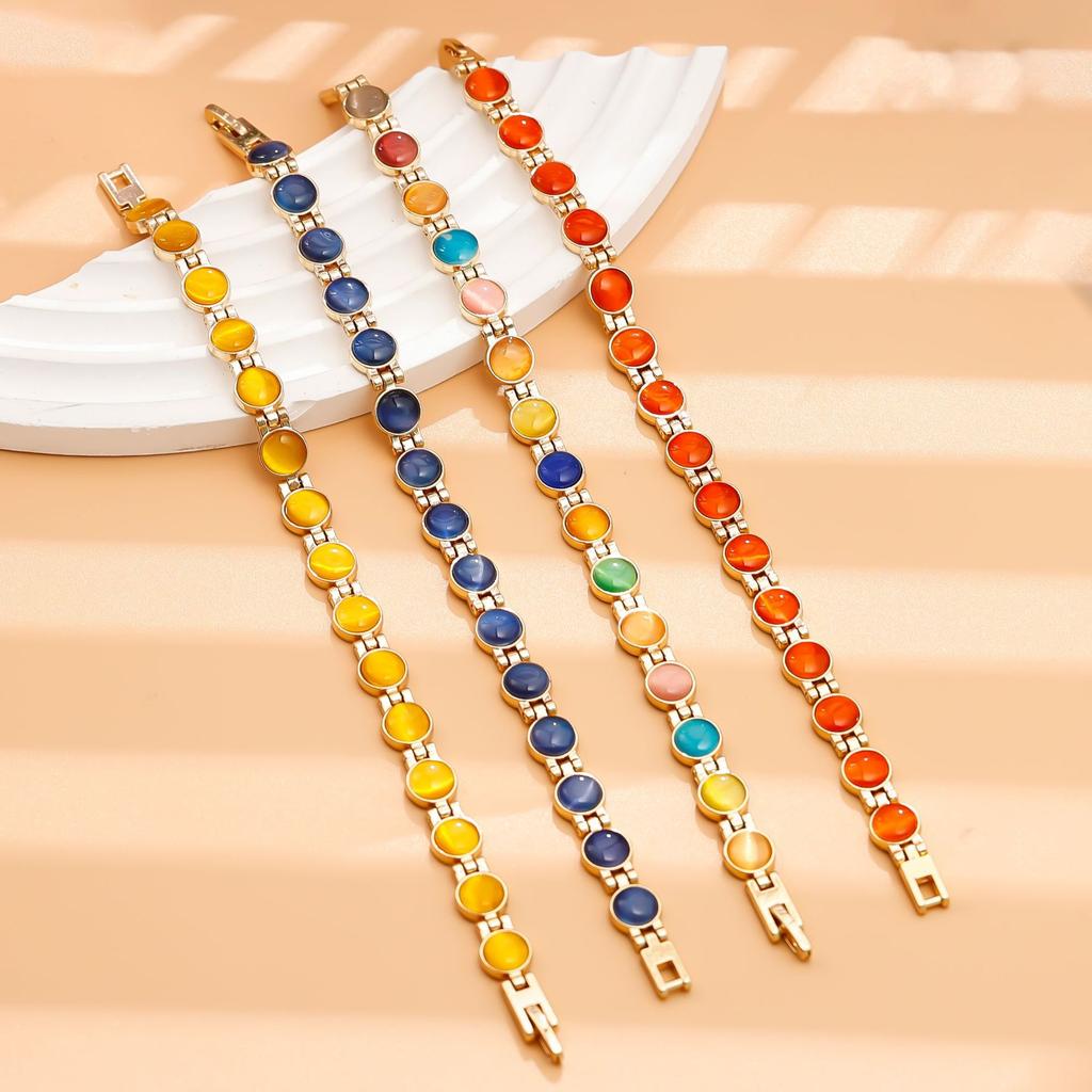 Färgglatt stenarmband Magnetiskt Hälsoenergi Germanium Magnetiskt Armband Holografisk Länkarmband för Män Kvinnor