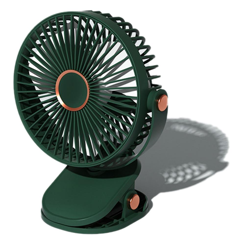 

6 Inch Desktop Clip Fan with Atmosphere Light 6 Speeds USB Rechargeable Portable Fan Blackish Green