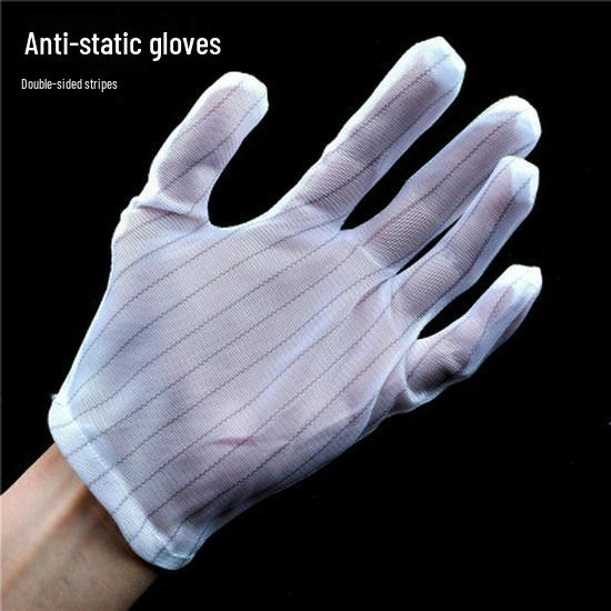 100 Pairs Anti-static Breathable Double-sided Stripe Protective Gloves for Cleanroom