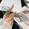 European and American style hip hop personalized sunglasses yellow metal full frame glasses hollow frame triangular cat eye women's sunglasses