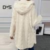 Fall Spring Women Jacket Hooded Loose Solid Color Long Sleeves Single-breasted Cardigan Hoodie Sport Casual Commuting Outerwear
