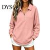 Casual Waffle Sweatshirt Women Half-zip Sweatshirt, Long Sleeve Pullover Top with Kangaroo Comfortable Pockets Pocket, Loose Fit Lapel for Fall Winter