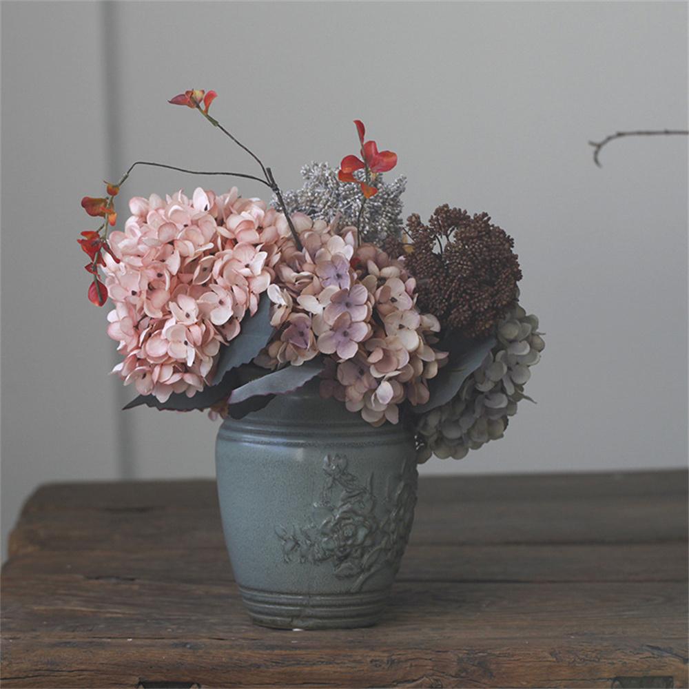 1 Bundle Wedding Decor Artificial Flowers Autumn Silk Hydrangea Vase for Christmas Home Decorative Bridal Bouquet Wall Set Cheap