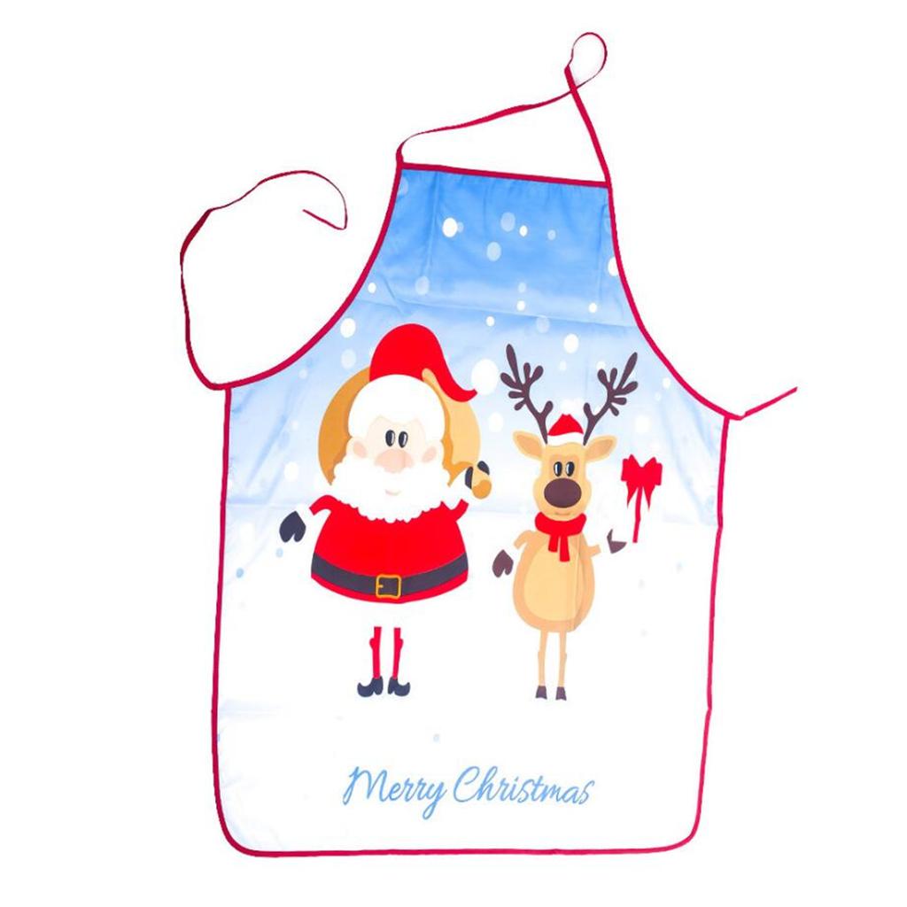 Sleeveless Christmas Apron - Printed Halter Strap Dirt-Proof Fabric for Kitchen Cleaning Holiday Supplies