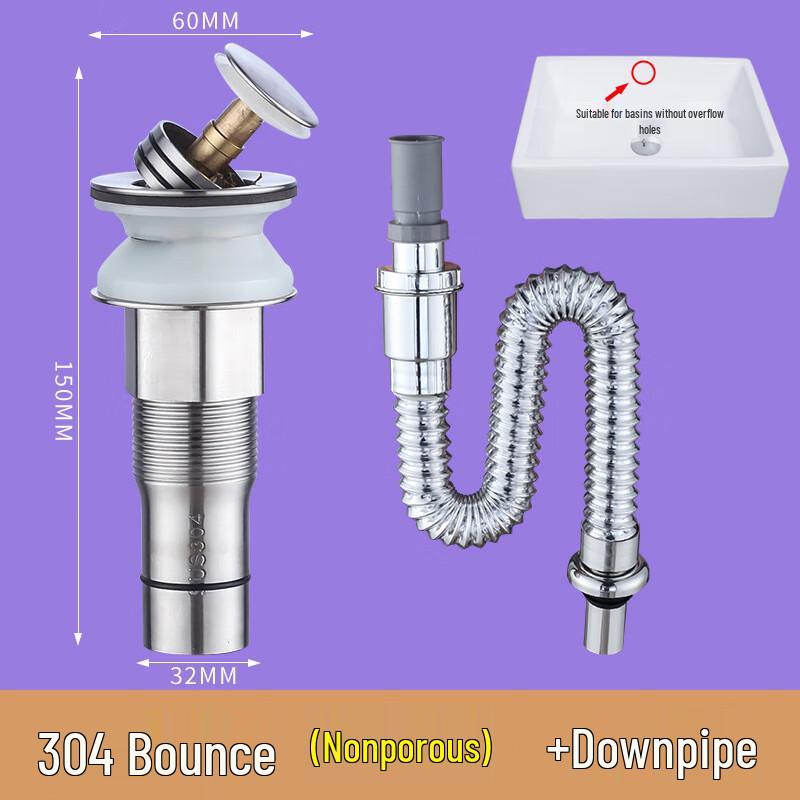 Ruidetai 304 Stainless Steel Pop-up Drain Assembly