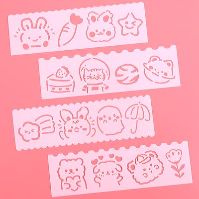 4Pcs/set Cute Cartoon Animal Stencils for Children's Painting Posters Pattern DIY Hollow Templates Journal Scrapbooking Supplies