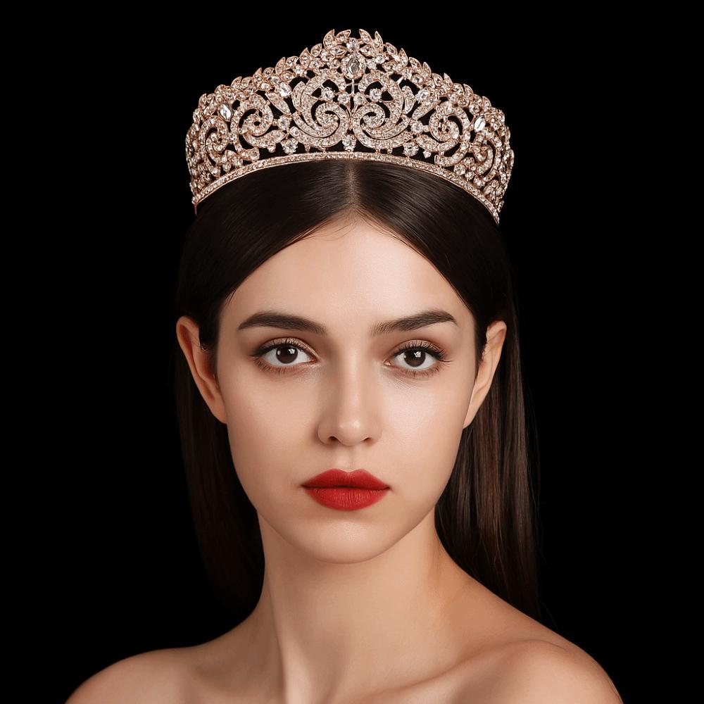 Baroque Rhinestone Tiara Zinc Zinc Alloy Crown Hair Accessory Temperament Princess Crown  Women