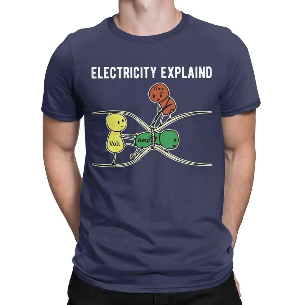 Elettricità Spiegata Ohm Volt Amp Magliette Uomo Cotone Vintage T-Shirt Fisica Nerd Tee Shirt Manica Corta Abbigliamento Idea Regalo