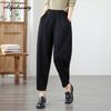 Korean Style Autumn Winter Women Harem Pants High Waist Casual Loose Black White Plus Size Trousers Diamonds Elegant Basic Ladies' Pants