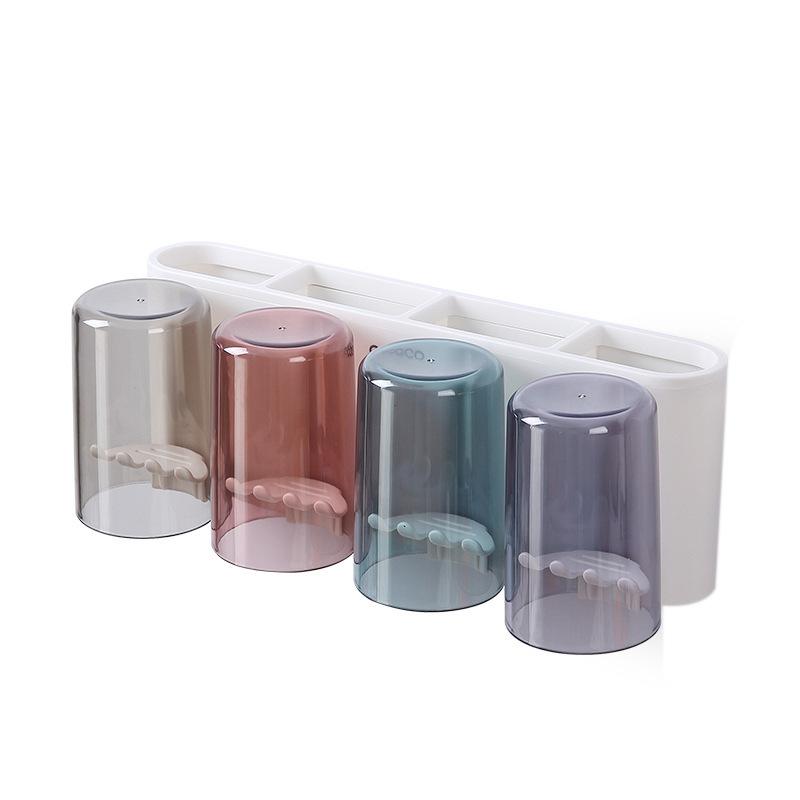 Toothbrush Cup Holder Wall-Mounted Toothbrush Rack Wall-Mounted Toilet No Punching Mouthwash Cup Electric Brushing Cup Set