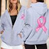 Women's Breast Sweatshirt Ribbon Breast Long Sleeve Hooded Pocket Casual Sweatshirt Jacket