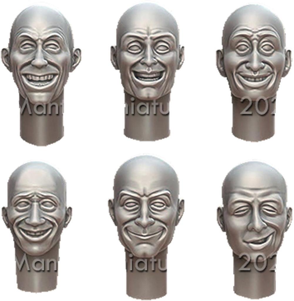 Mantis Miniature Headset 4 Laughing Expressions 6 Types 2 Sizes 12 Pieces Resin Kit MAC48 1/35 General-purpose