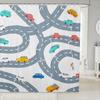 Delicious Fastfood Shower Curtain for Bathroom,Cartoon Yummy Hamburger Bathroom Curtain,French Fries Pizza Waterproof Bathroom