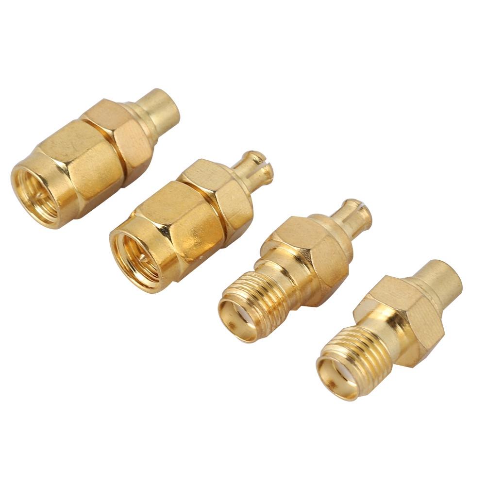 4pcs Nickel plated Brass MCX to SMA Adapter 50ohm Impedance for Antenna Radio