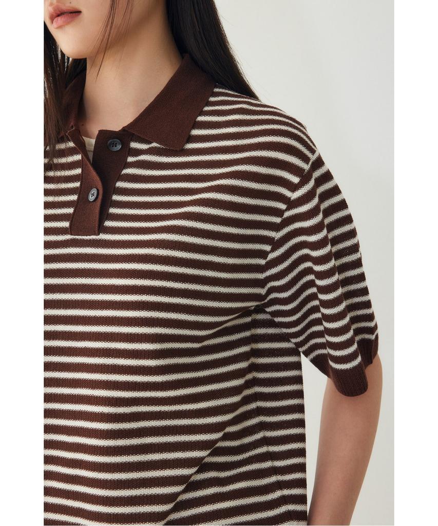 STUDIO TOMBOY Striped Collar Pullover _Brown_9176352971